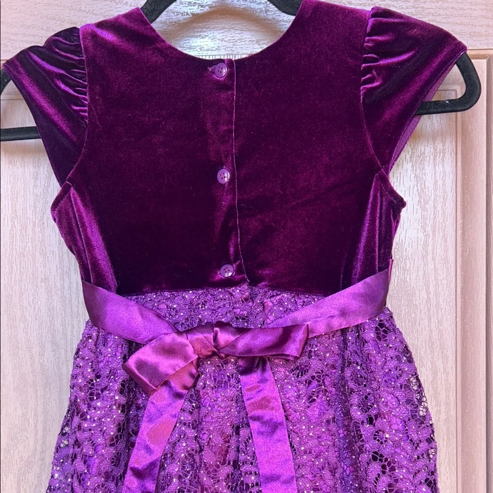 Jona Michelle Velvet and Lace Purple Kids Dress - Picture 5 of 15